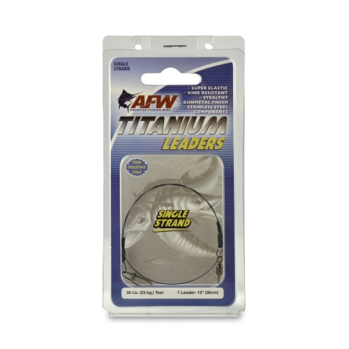 AFW Titanium Fishing Leader 12 Inch 50 lb Test Black - Single Strand