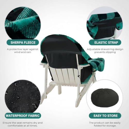 Waterproof Double Sided Chair Blanket - Cozy Sherpa Outdoor Seat Cover, Green