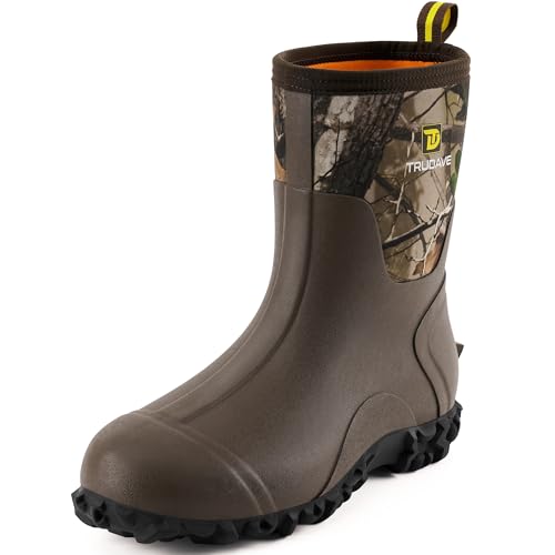 Men's Camo Rubber Boots - 8mm Neoprene Insulated, Waterproof, Anti-Slip Work Shoes