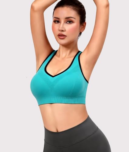 Double Couple X-Large Sports Bras for Women High Impact Racerback Support Black Blue