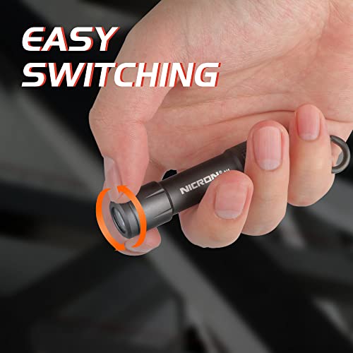 NICRON Mini LED Keychain Flashlight Gray with AAA Battery, Waterproof & Compact