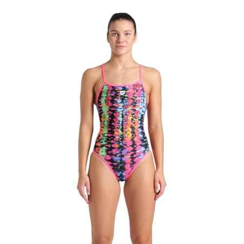 ARENA Performance Women's Reversible Challenge Back Athletic Swimsuit MaxLife One Piece Training Suit, Neon Blue/Multi