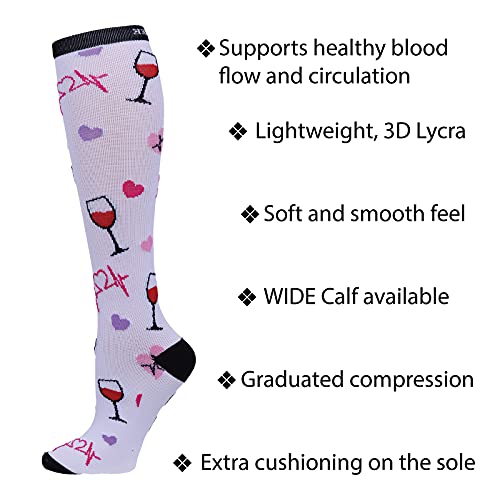 Support Socks Women 12 mmHg Compression Stockings - One Size Tonal Waves