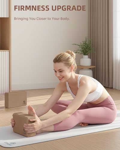 Brown Yoga Blocks 2 Pack - 9 x 6 x 3 Inches Exercise & Pilates Blocks