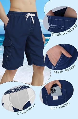 Men's Swim Trunks Large Navy Blue Quick Dry Waterproof Beachwear