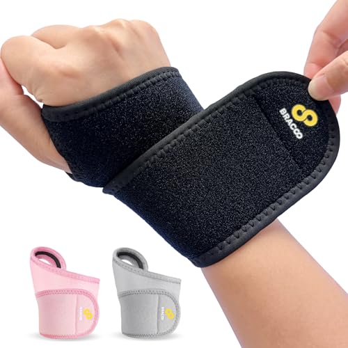 Black Carpal Tunnel Wrist Brace with Compression Wrap - Adjustable Support