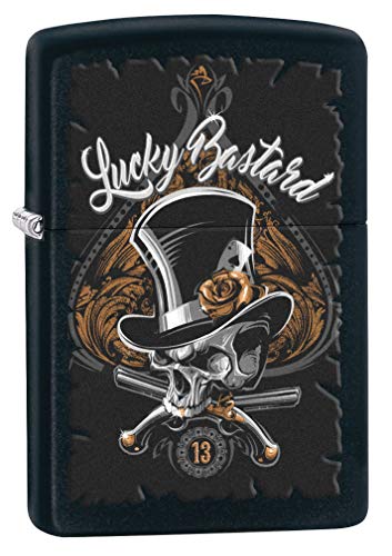 Zippo Windproof Lighter Black Matte Skull Design - Refillable