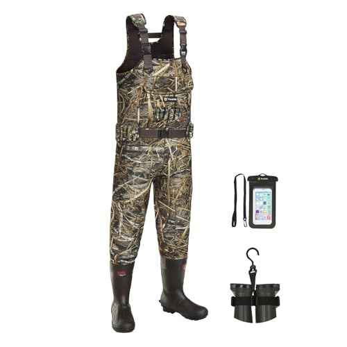 TIDEWE Hunting Waders with Boot Hanger & 600G Insulation, Waterproof Cleated Neoprene Bootfoot Fishing Chest Waders