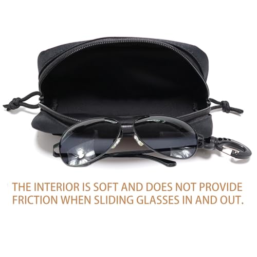 Tactical Molle Glasses Case with Clip - Shockproof Eyewear Protection, Black A