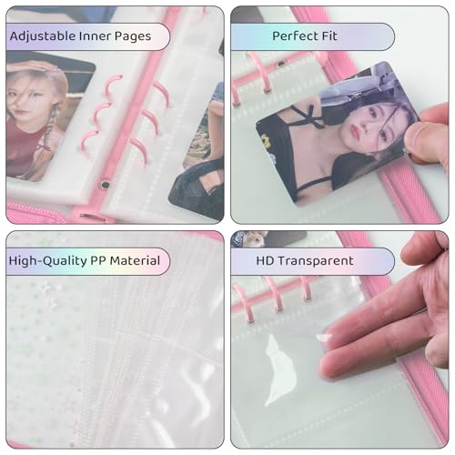 Pink A5 Photocard Binder with 200 Pockets for K-Pop Collectibles
