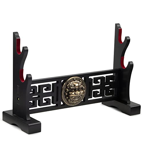 2-Tier Kylin Sword Stand with Padded Hooks for Katana Samurai Cosplay Display