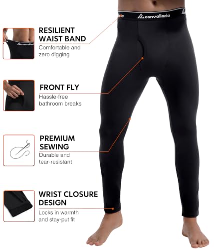 Men's Thermal Long Johns Underwear Set - Large Size, Black
