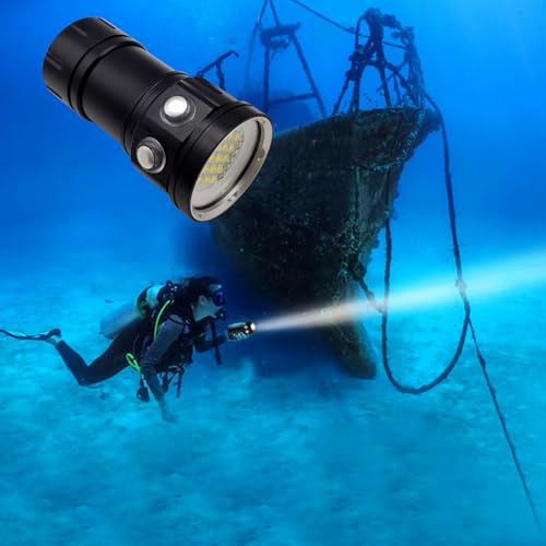 18000 Lumen Waterproof Dive Flashlight for Scuba & Snorkeling - IPX8