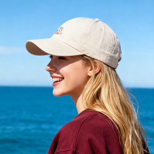 Beige Cool Aunt Energy Cap with Multicolor Embroidered Letters - Adjustable Women’s Baseball Hat