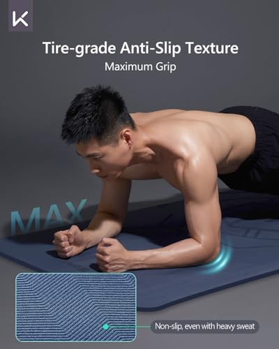 KEEP Blue Extra Wide & Long Yoga Mat 79x39x7mm Non-Slip TPE Exercise & Pilates Mat