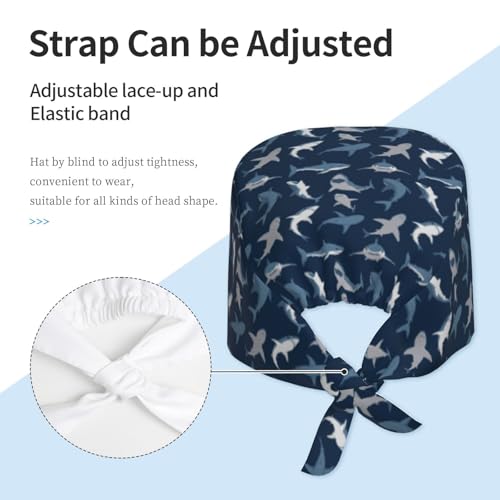 Working Cap Scrub Cap with Sweatband Adjustable Unisex Women Tie Back Hat Nurse Surgical Caps