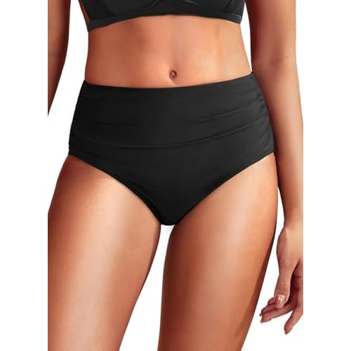 Daci Mid Rise Bikini Bottoms for Women - 2025 Full Coverage Bathing Suit Bottom Tummy Control Swimsuit Bottom