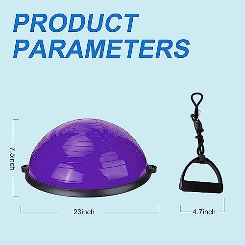 Zeatly Half Balance Ball Trainer - Core Exercise Equipment for Stability & Strength Training, Includes Resistance Bands & Pump - Balance Beam for Home Gym, Fitness, Rehabilitation & Physical Therapy(New-purple)
