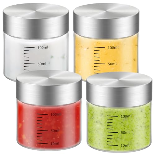 4 Oz Glass Jar with Lid - Pack of 4, Food-Grade, Airtight Storage