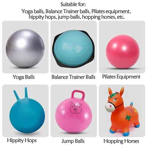 Exercise Yoga Ball Pump with Plug Replacement Air Stopper Plug Pin Adapter Kit Manual Foot Pump for Fitness Ball Pilates Swiss Balance Stability Balls Gym Outdoor Home