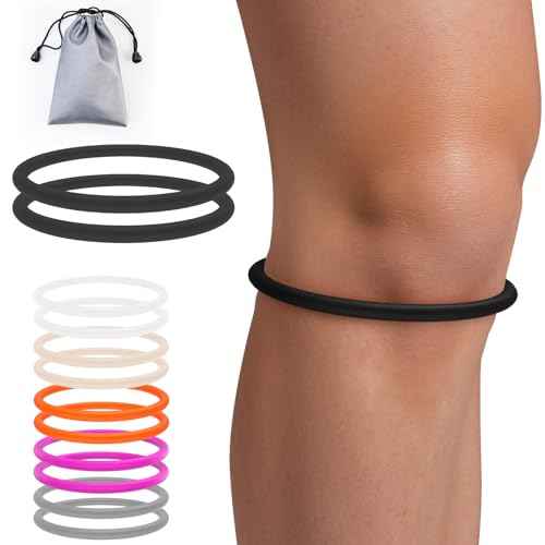 2PCS Patellar Tendon Support Strap for Knee Pain Relief, Knee Bands for Basketball, Running, Tennis, Soccer and Hiking, Silicone Patella Band for Women and Men, Includes Storage Bag (Black)