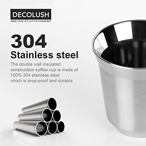 Stainless Steel Espresso Cups 75ml Double Wall Insulated - 4 Pack, Variation of Stainless Steel