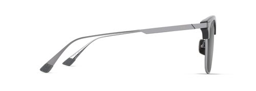 Maui Jim Kalaunu AF Square Sunglasses, Shiny Black W/Dark Silver/Neutral Grey Polarized, Extra Large