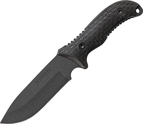 Schrade Delta Class Bedrock Sheepsfoot Fixed Blade with 10.4in Stainless Steel Blade, TPE Handle for Outdoor Survival, Camping, Bushcraft