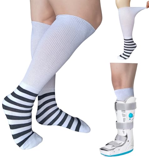 Walking Boot Socks 2 Pairs Extra Wide Knee High Cast Liners for Swollen Feet