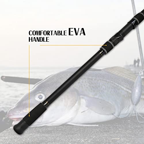 Fiblink 12' 3-Piece Surf Fishing Rod - Portable Saltwater Casting Rod