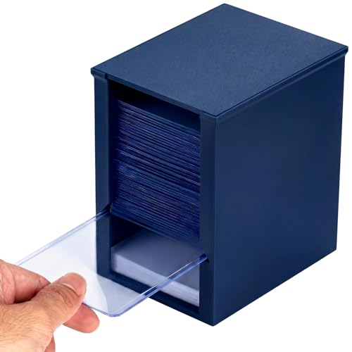 Navy Toploader Dispenser & Penny Sleeve Holder - Dual Compartment Card Storage