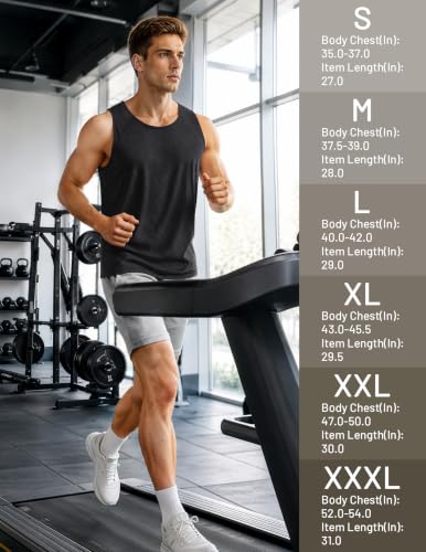 Men's Workout Tank Top Medium Heather Black - Soft, Moisture-Wicking Athletic Shirt