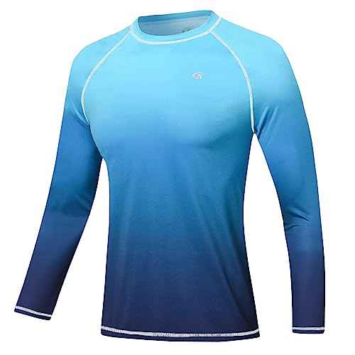 Men's Long Sleeve Swim Shirts Rashguard UPF 50+ UV Sun Protection Shirt Athletic Workout Running Hiking T-Shirt Swimwear