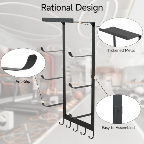 Yoga Mat Wall Mount Organizer 4-Tier Storage Rack Black - Wall Mount Yoga Mat Holder