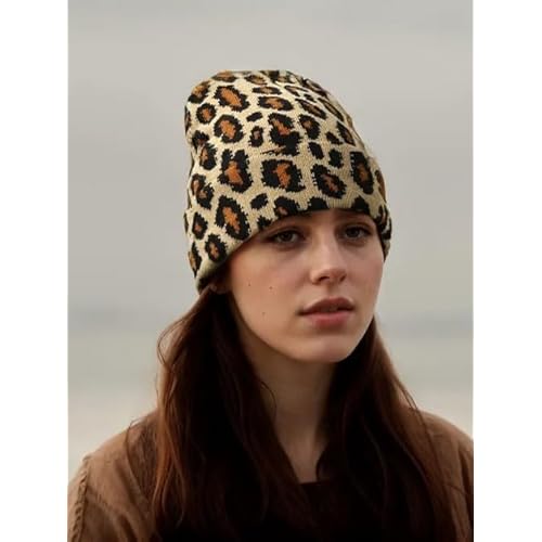 Camo Beanie Hat for Men Women Giraffe Cow Print Leopard Cheetah Print Gifts Knit Hat Funny Animal Themed Stuff Lover Gifts