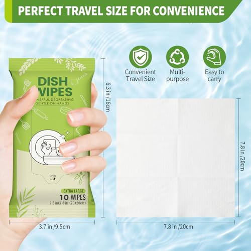 Creatyi 80 Pack Portable Camping Dish Wipes - Water-Free Grease & Food Residue Cleaner