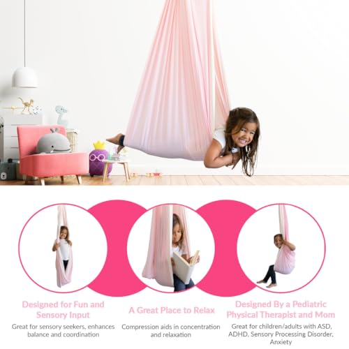 Kids & Adult Sensory Swing Reversible Cuddle Chair - Light Pink/Ivory
