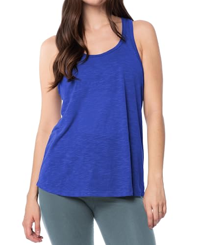 X-Large 5 Pack Women's Flowy Burnout Slub Racer Back Tank Tops - Black Navy White Grey Royal Blue