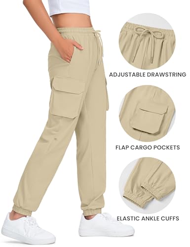 Kids Girls Cargo Pants Waterproof Joggers for Teen Girls - Khaki, 11-12 Years