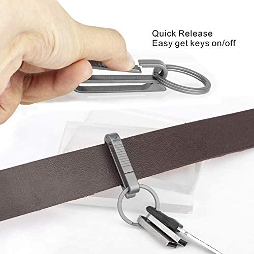 TISUR Swivel Key Chain Ring+Titanium Carabiner Key chain Ring Holder For Belt