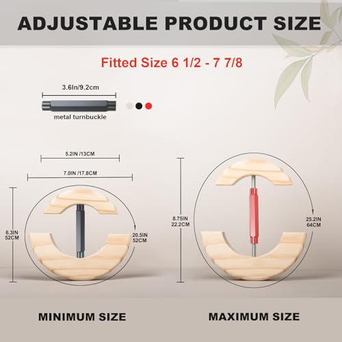 Hat Stretcher, Specifically Designed Hat Stretcher for Baseball Caps, Fitted Hats Size 6 1/2 to 7 7/8, Solid Wood, Heavy Duty of Baseball Extender Widener, Fitted Ball Cap Jack