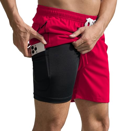 Scotamalone Mens Swim Trunks Swimming Shorts Swimwear Bathing Suits Quick Dry with Zipper Pockets