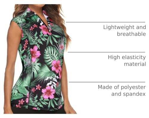 Viracy Women's Sleeveless Golf Workout Tank Top Large A-Light Blue - Quick Dry Athletic Polo Shirt