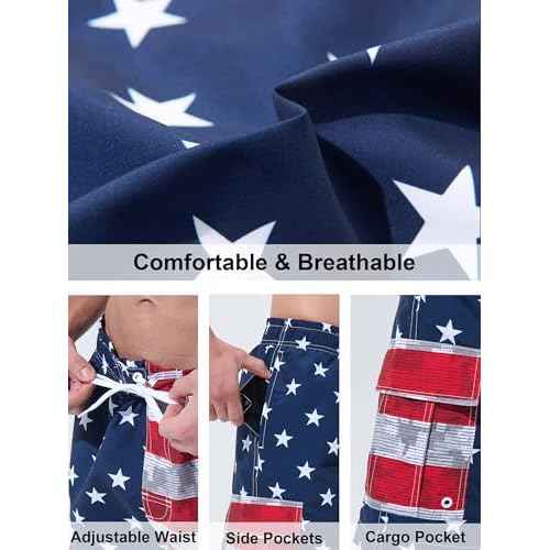 Mens Swim Trunks Board Shorts Swim Shorts Quick Dry 9 Inch Beach Swimwear