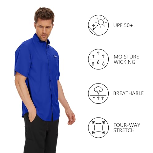 Men's UPF 50+ Breathable Short Sleeve Fishing Shirt for Outdoor Activities