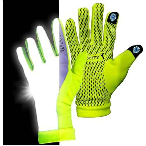 ReflecToes Reflective Winter Running Gloves - Touch Screen Compatible Warm Gloves -Thermal Fleece - Cold Weather Hi Vis Safety for Night Runs