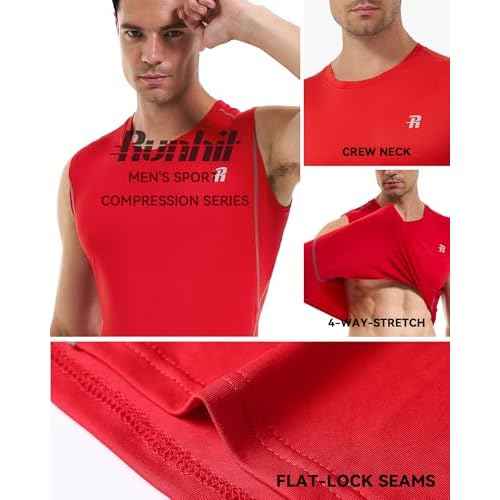Runhit Sleeveless Compression Shirt Men Tank Top Athletic Muscle Shirts for Men