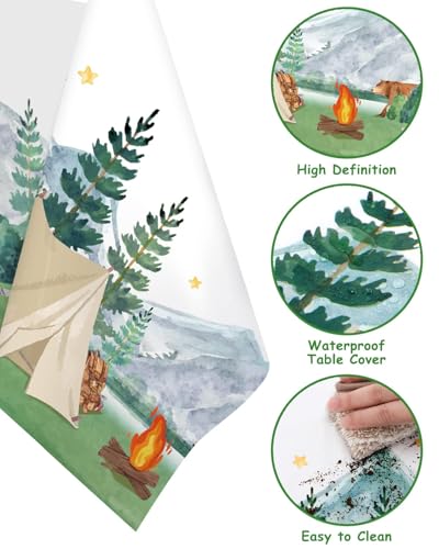 Waterproof Camping Tablecloth Set - 3 Plastic Rectangular Table Covers