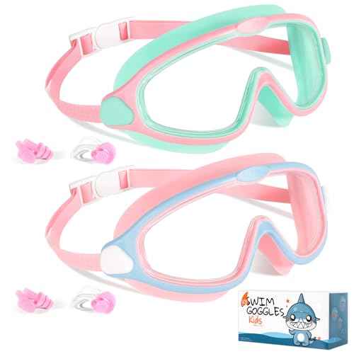 Supertrip Kids Swim Goggles 2 Pack Swimming Goggles UV Protection Anti-Fog Goggles for Kids 6-14