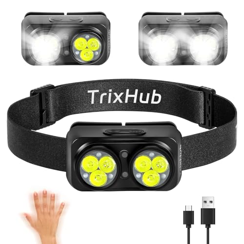 Headlamp Flashlight, Motion Sensor LED Headlamp Rechargeable, High Lumens Super Bright Camping Essentials, 6 Mode Waterproof Head Light Flashlight for Emergencies, Hiking, Running, Repairing